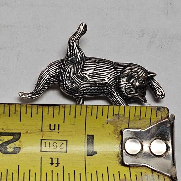 Vintage Sterling Eman Govey Pin Brooch Dancing Happy Feline Cat Edward Gorey - Picture 10 of 11